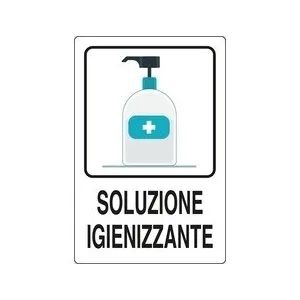ALUMINIUM SIGN CM 30X20 'SOLUZIONE IGIENIZZANTE'