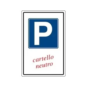 ALUMINIUM SIGN CM.45X30 'PARCHEGGIO' PLAIN WHITE BACKGROUND