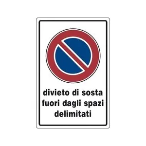 ALUMINIUM SIGN CM 30X20 'DIVIETO DI SOSTA FUORI DA SPAZI.'