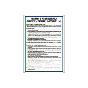 ALUMINIUM SIGN 50X35 'NORME GENER. PREVENZIONE INFORTUNI'