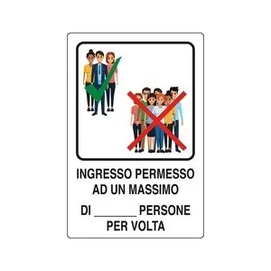 ALUMINIUM SIGN CM 30X20 'COVID-19 INGRESSO PERMESSO'