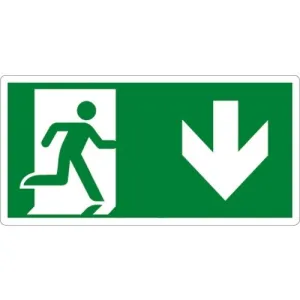 ALUMINIUM SIGN MM.300X150 'USCITA DI EMERGENZA BASSO'