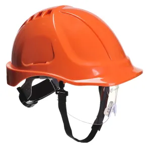 PORTWEST PW 54 ABS HELMET ORANGE WITH CHIN STRAP AND VISOR