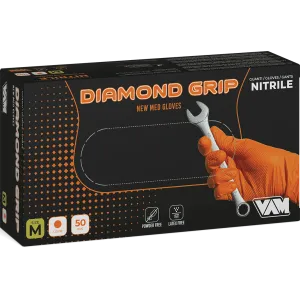 VAM/DIAMOND ORANGE NITRILE GLOVES SIZE L