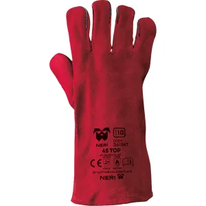 SPLIT LEATHER WELDING GLOVES RED 45 TOP LINED CAT. 2 SIZE 10