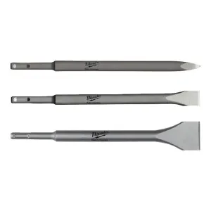 MILWAUKEE SDS PLUS SET OF 3 CHISELS FLAT, POINTED, WIDE
