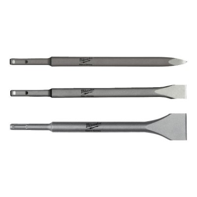 SET 3 SCALPELLI MILWAUKEE SDS PLUS PIATTO, PUNTA, LARGO