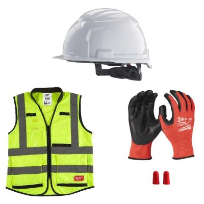 SAFETY BOLT MILWAUKEE GUANTI+CASCO+TAPPI+GILET A.V.