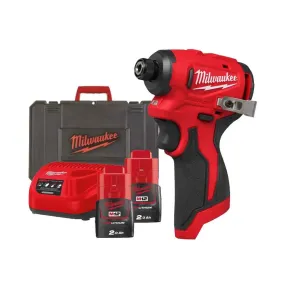 MILWAUKEE M12 BLIDRC 1/4 IMPACT DRIVER + 2 BATTERIES