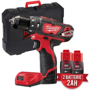 MILWAUKEE BPD 12V PERCUSSION DRILL 2 BATTERIES 2 AH