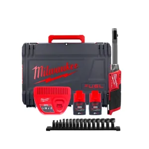 MILWAUKEE FPTR FUEL 12V THROUGH-HOLE RATCHET 2 BATTERIES 2 AH