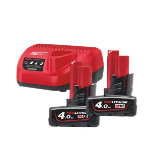 MILWAUKEE 12V POWER PACK 4AH 2 BATTERIES + CHARGER + BAG