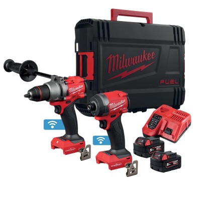 KIT 18V MILW. T ONE KEY FUEL TRAPANO+AVVITATORE+2 BATT 5 AH