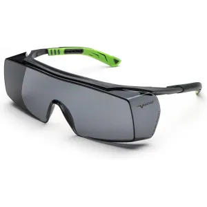 UNIVET MOD 5X7 SAFETY GLASSES GUNMETAL/GREEN LENS CLEAR