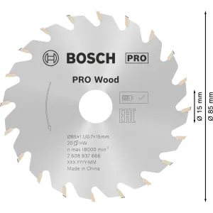 STANDARD WOOD DISC DIA.85 BORE 15 20 TEETH