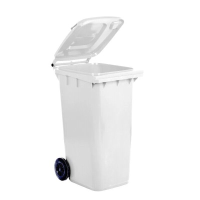 BIDONE CONTENITORE LT.120 PORTARIFIUTI 2 RUOTE BIANCO
