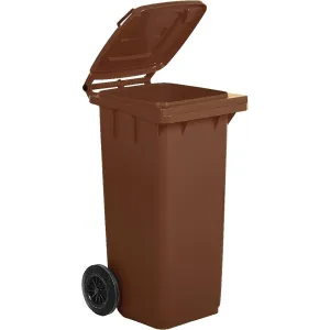 WASTE BIN CONTAINER 120L 2 WHEELS BROWN