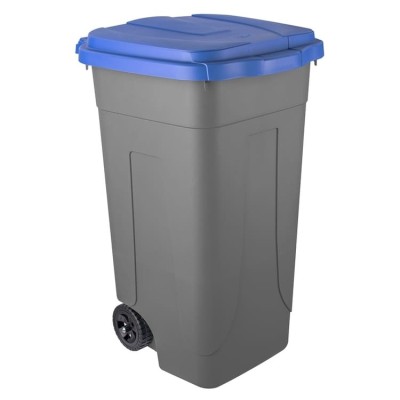 BIDONE CARRELLATO LT.80 GRIGIO COPERCHIO BLU
