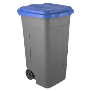 WHEELED BIN 80L GREY BLUE LID