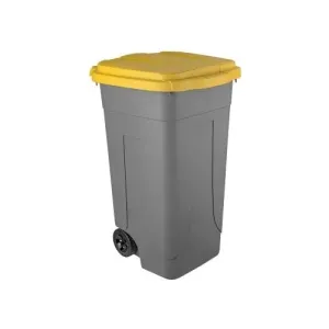 WHEELED BIN 80L GREY YELLOW LID