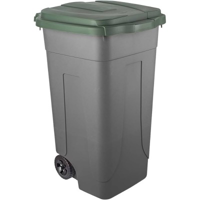 BIDONE CARRELLATO LT.80 GRIGIO COPERCHIO VERDE