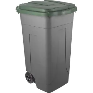 WHEELED BIN 80L GREY GREEN LID