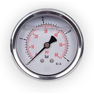 MANOMETRO 0-100 bar 1/4 D.63 GLICERINA - ATTACCO POSTERIORE