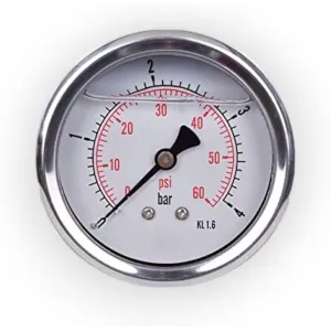 PRESSURE GAUGE 0-100 bar 1/4 D.63 GLYCERIN-FILLED - REAR CONNECTION