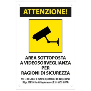 ALUMINIUM SIGN CM 50X35 'AREA SORVEGLIATA'