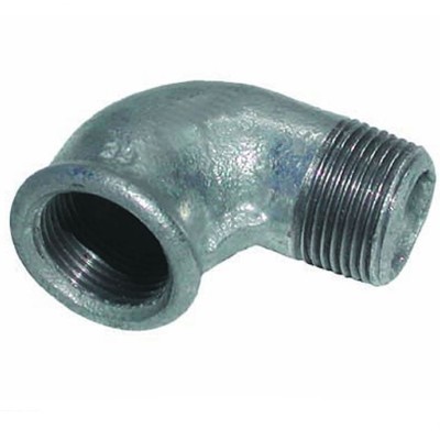 GOMITO MASCHIO-FEMMINA ZINCATO 90° GAS BSP — 9 MISURE, DA 1/2" A 2"