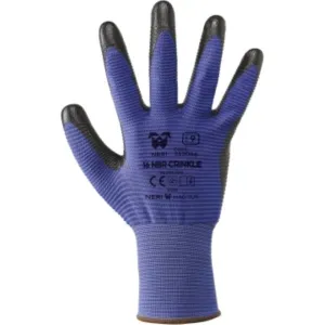 NBR CRINKLE GLOVE SIZE 9 POLYESTER NITRILE WITH CUFF