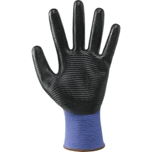 NBR CRINKLE GLOVE SIZE 9 POLYESTER NITRILE WITH CUFF