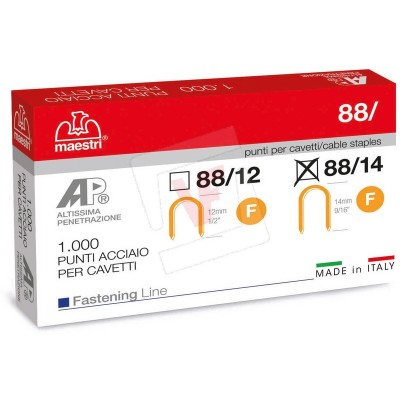 PUNTI METALLICI SERIE 88 ROMEO MAESTRI — 1000 PZ, MISURE 88/12 E 88/14