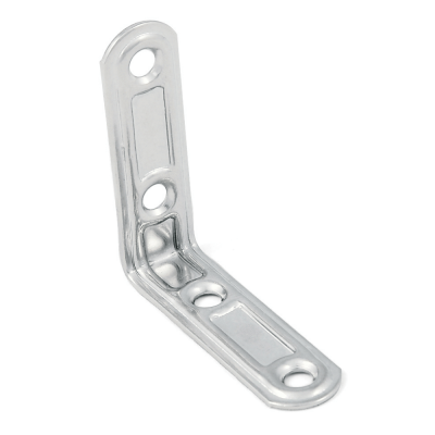 PIASTRINA INOX FORATA ANGOLARE — 5 MISURE, L.31-70MM