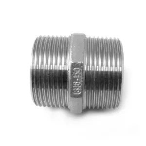 STAINLESS STEEL AISI 316 BSP THREADED NIPPLES — 9 SIZES, FROM 1/2" TO 2"