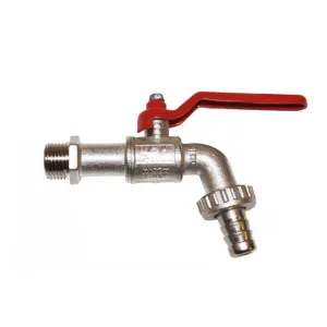 CHROME-PLATED BRASS BALL TAP WITH HOSE TAIL — 5 SIZES, FROM 3/8" TO 1.1/4"