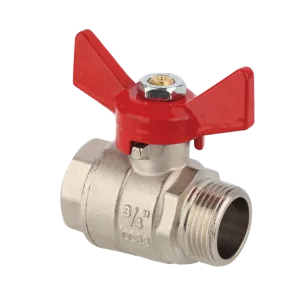 RIV BRASS BALL VALVE MALE-FEMALE BUTTERFLY LEVER — 3 SIZES