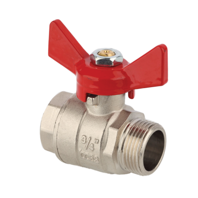 VALVOLA A SFERA OTTONE MASCHIO-FEMMINA LEVA A FARFALLA RIV — 3 MISURE