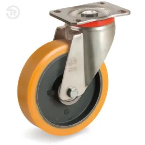 TELLURE ROTA POLYURETHANE HEAVY-DUTY SWIVEL CASTOR D.125