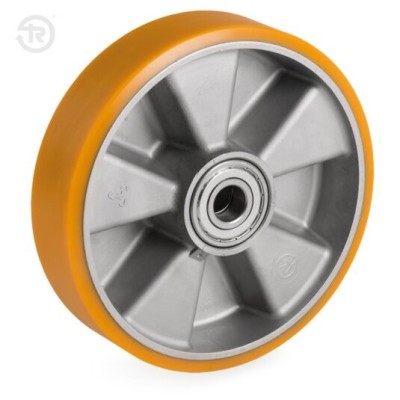 RUOTA POLIURETANO/VULKOLAN NUCLEO ALLUMINIO TELLURE ROTA — 6 MISURE, DA D.80 A D.200MM