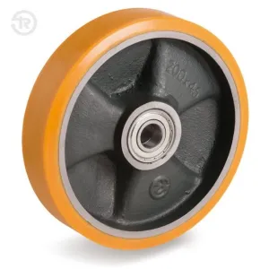 TELLURE ROTA POLYURETHANE WHEEL, CAST IRON HUB — 6 SIZES, FROM 150X35 TO 300X70MM