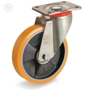 TELLURE ROTA POLYURETHANE HEAVY-DUTY SWIVEL CASTOR — D.150 / D.175 / D.200MM
