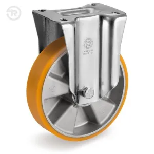 TELLURE ROTA POLYURETHANE FIXED CASTOR, ALUMINIUM HUB — 5 SIZES, FROM D.80 TO D.200MM