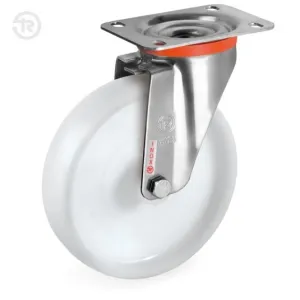 TELLURE ROTA NYLON SWIVEL CASTOR, STAINLESS STEEL BRACKET — D.80 / D.100 / D.125MM