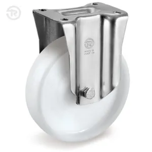 TELLURE ROTA NYLON FIXED PLATE CASTOR — 6 SIZES, FROM D.65 TO D.200MM