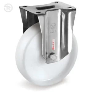 TELLURE ROTA NYLON FIXED CASTOR, STAINLESS STEEL BRACKET — D.100 / D.125 / D.175MM