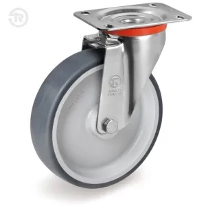 TELLURE ROTA THERMOPLASTIC RUBBER SWIVEL CASTOR — 5 SIZES, FROM D.80 TO D.200MM