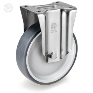 TELLURE ROTA THERMOPLASTIC RUBBER FIXED CASTOR — 5 SIZES, FROM D.80 TO D.200MM
