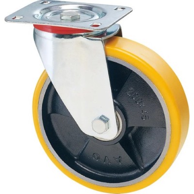 RUOTA POLIURETANO NUCLEO GHISA GIREVOLE CON FRENO D.80 TELLURE ROTA