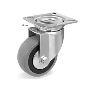 RUBBER SWIVEL PLATE CASTOR D.40MM